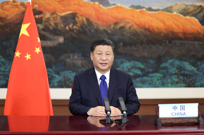 12月12日,国家主席习近平在气候雄心峰会上通过视频发表题为《继往开来,开启全球应对气候变化新征程》的重要讲话,宣布中国国家自主贡献一系列新举措。 新华社记者 鞠鹏 摄